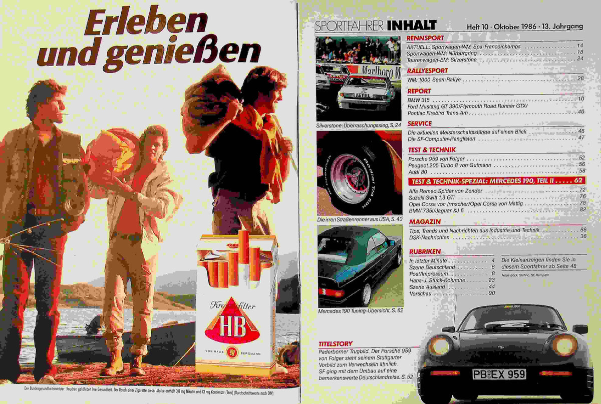 Inhaltsverzeichnis Sport Fahrer 10/1986