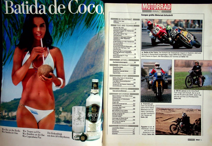 Inhaltsverzeichnis Motorrad 10/1986