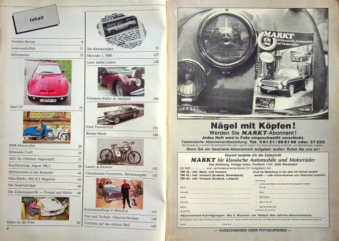 Inhaltsverzeichnis Oldtimer Markt 10/1986