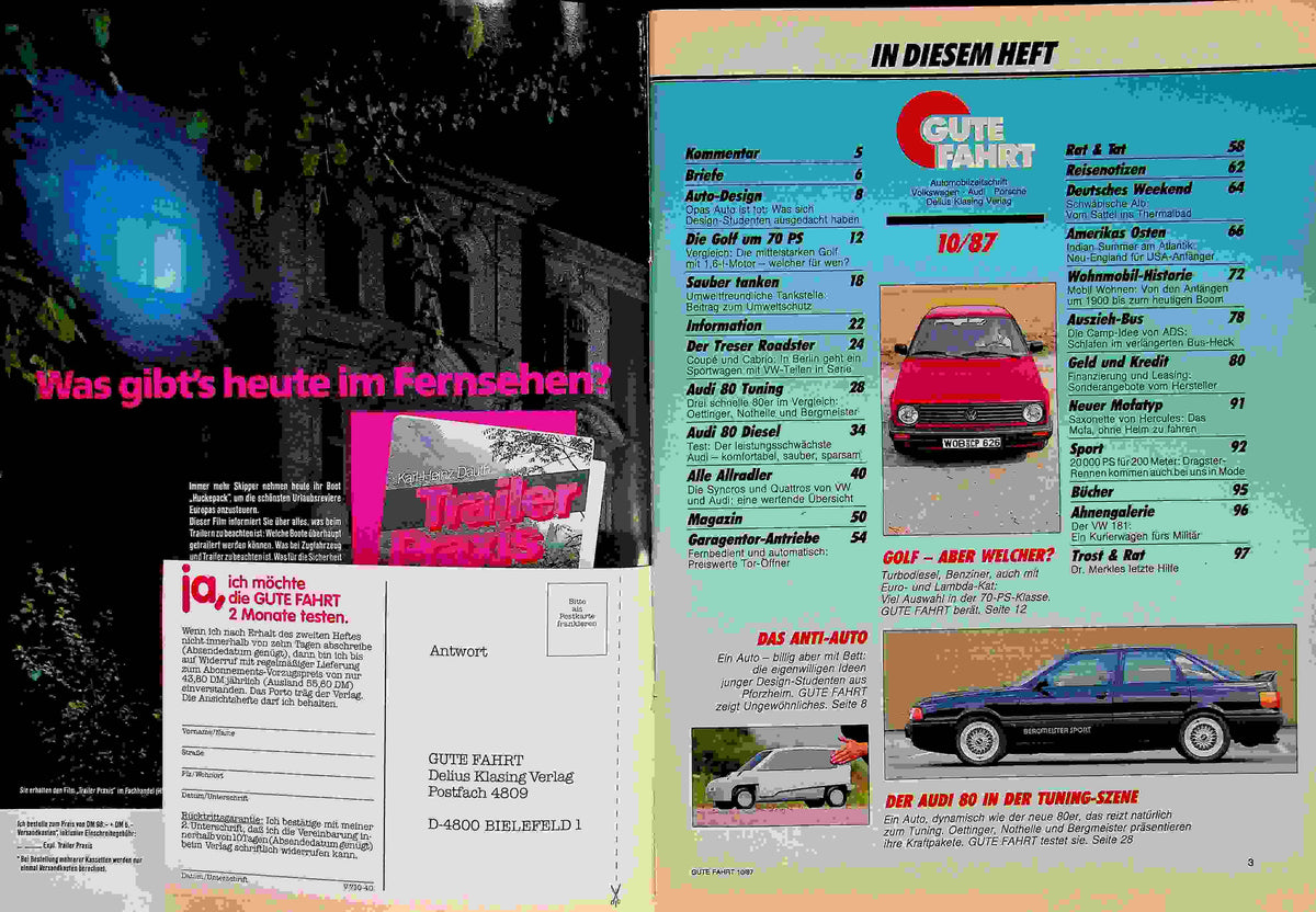Inhaltsverzeichnis Gute Fahrt 10/1987