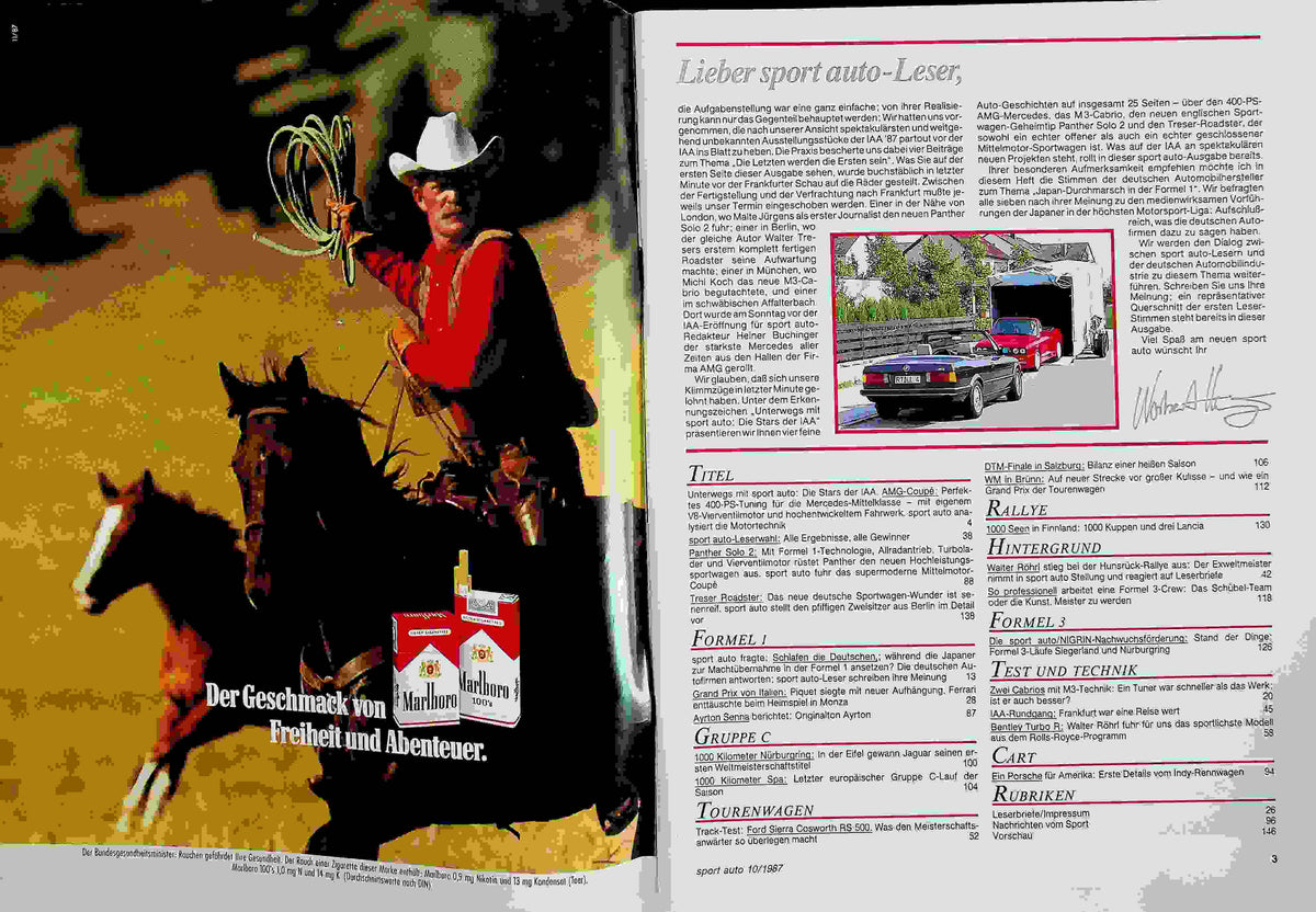 Inhaltsverzeichnis Sport Auto 10/1987