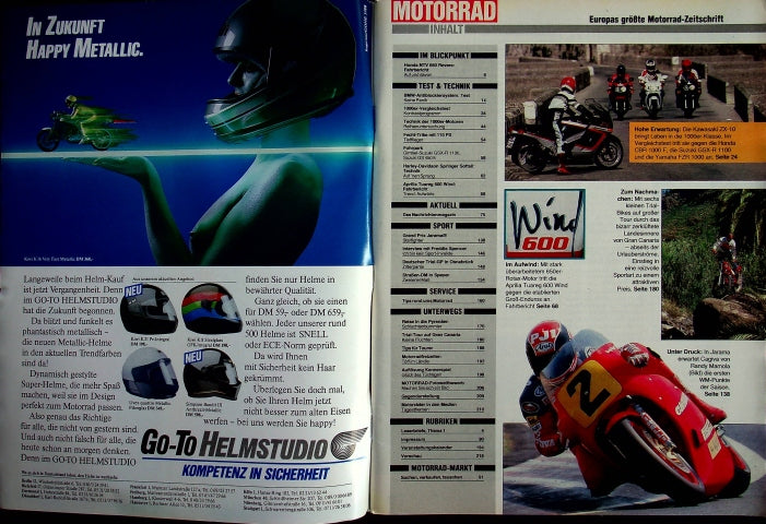 Inhaltsverzeichnis Motorrad 10/1988