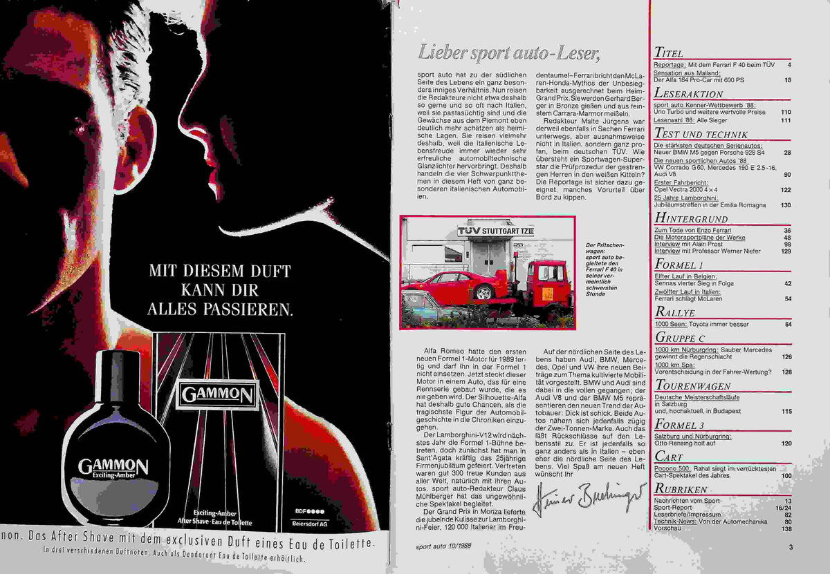 Inhaltsverzeichnis Sport Auto 10/1988