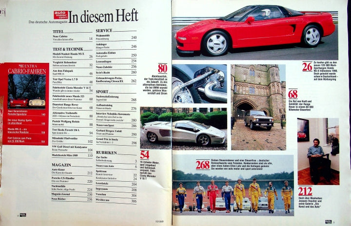 Inhaltsverzeichnis Auto Motor und Sport 10/1989