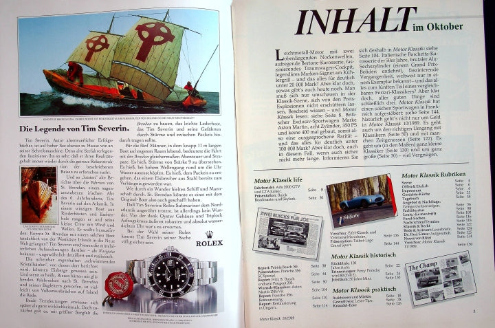 Inhaltsverzeichnis Motor Klassik 10/1989