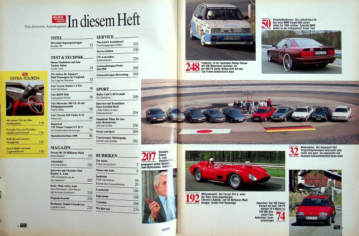 Inhaltsverzeichnis Auto Motor und Sport 10/1990