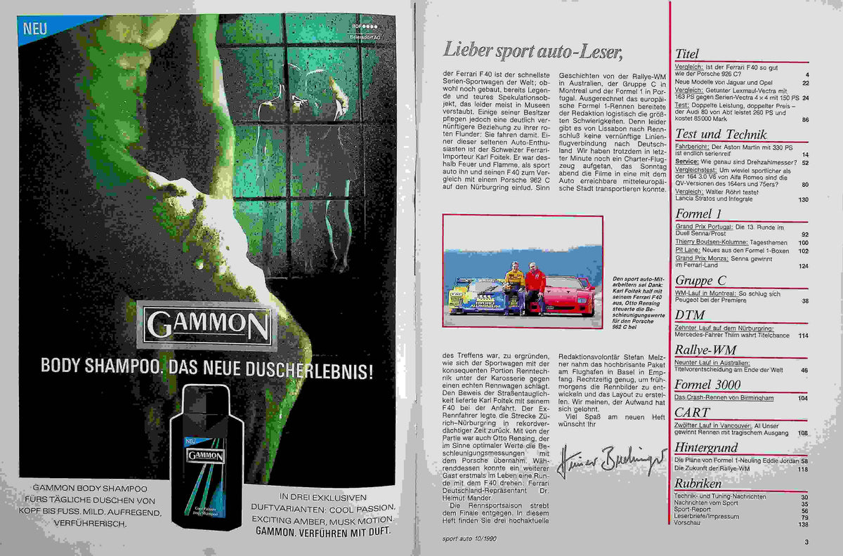 Inhaltsverzeichnis Sport Auto 10/1990