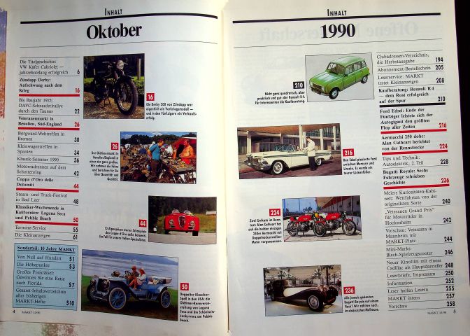 Inhaltsverzeichnis Oldtimer Markt 10/1990
