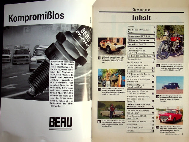 Inhaltsverzeichnis Oldtimer Praxis 10/1990