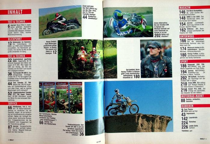 Inhaltsverzeichnis Motorrad 10/1990
