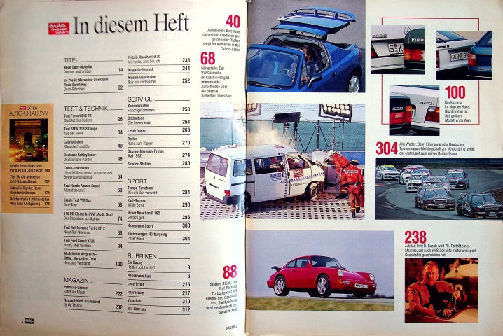 Inhaltsverzeichnis Auto Motor und Sport 10/1992