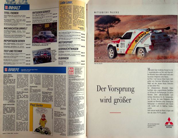 Inhaltsverzeichnis Auto Bild 10/1992