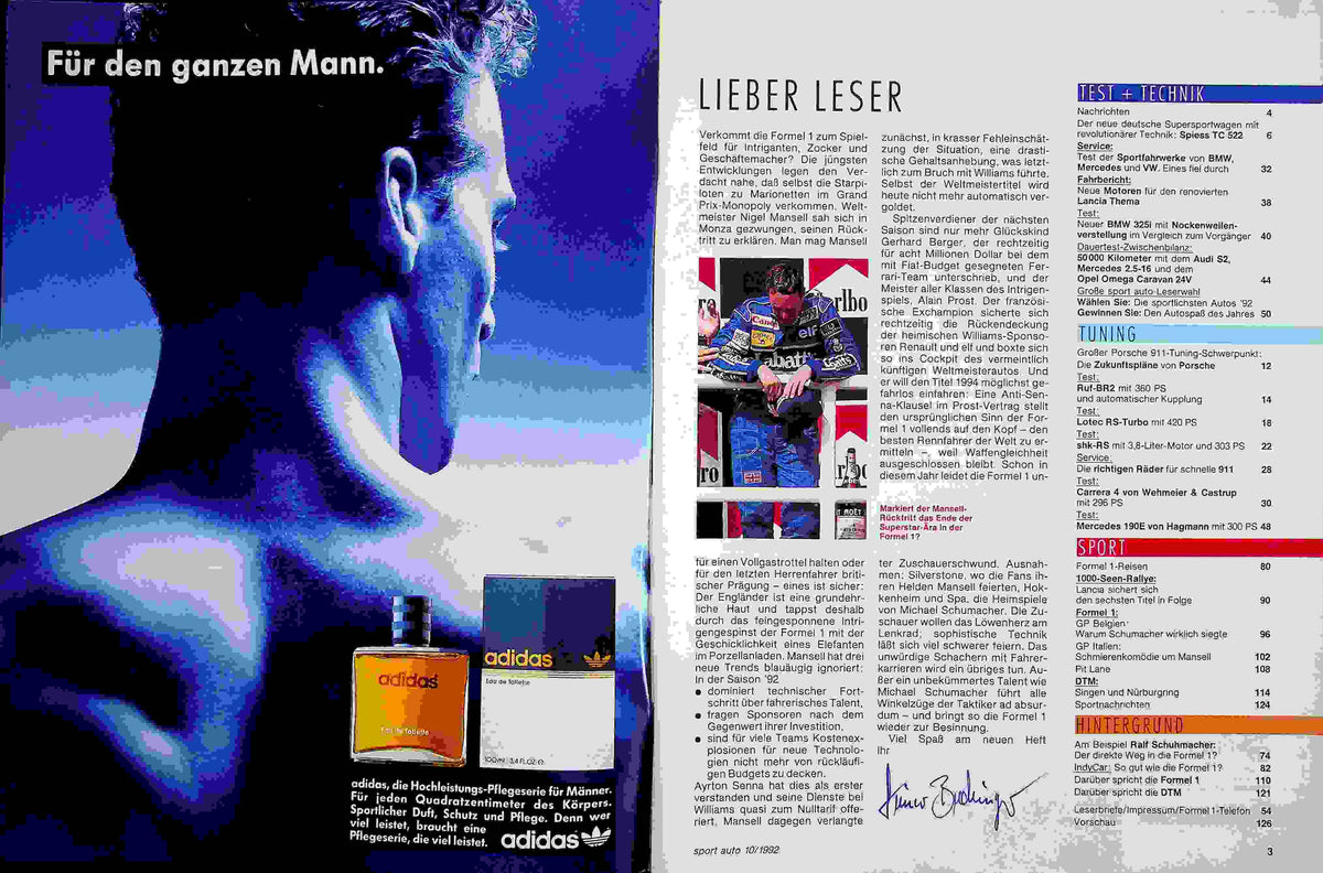 Inhaltsverzeichnis Sport Auto 10/1992