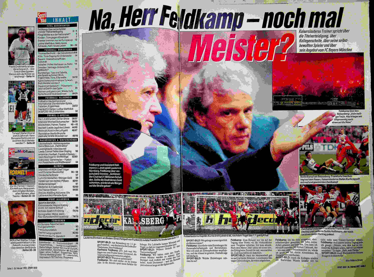 Inhaltsverzeichnis Sport Bild 10/1992