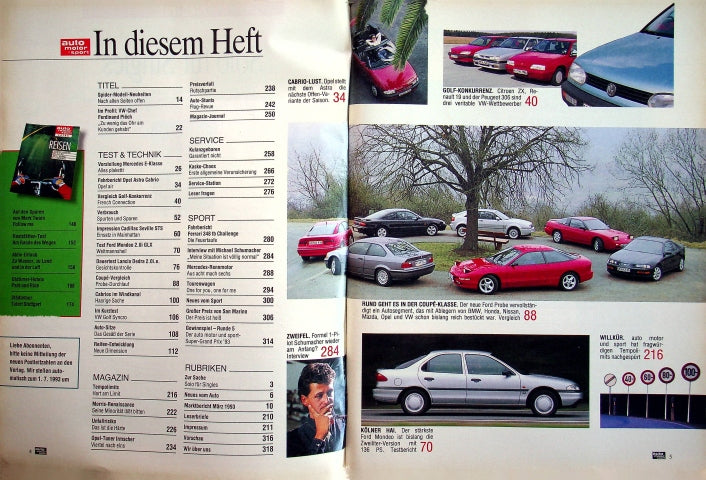 Inhaltsverzeichnis Auto Motor und Sport 10/1993