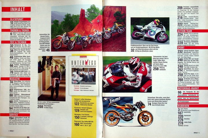 Inhaltsverzeichnis Motorrad 10/1993