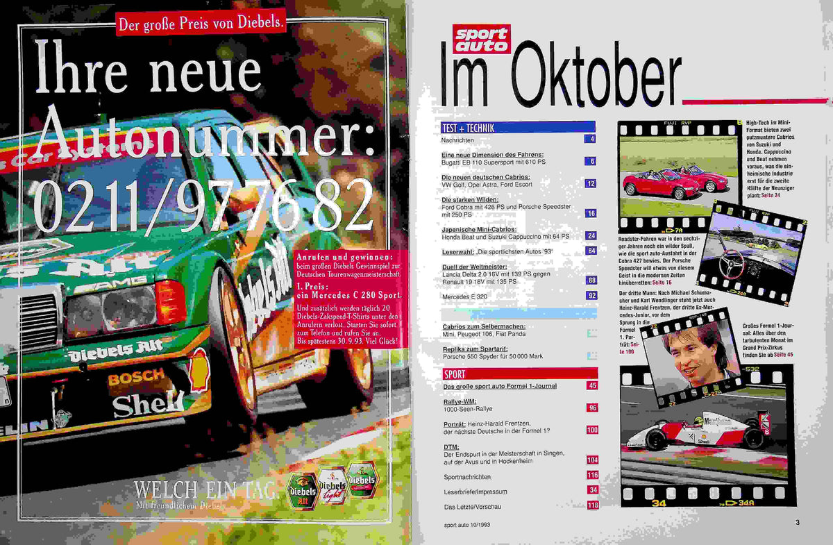 Inhaltsverzeichnis Sport Auto 10/1993
