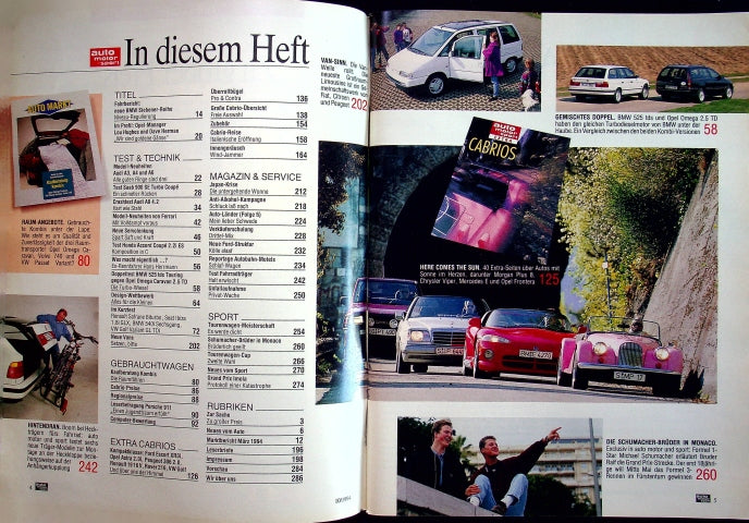 Inhaltsverzeichnis Auto Motor und Sport 10/1994