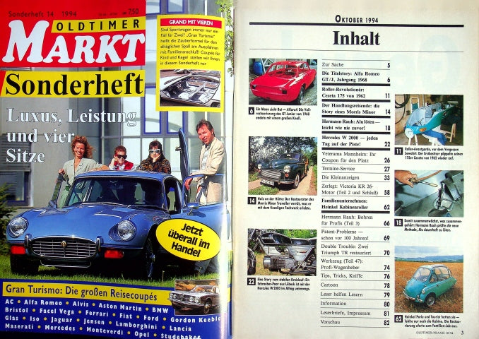 Inhaltsverzeichnis Oldtimer Praxis 10/1994