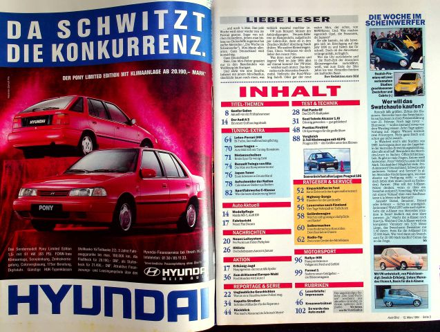 Inhaltsverzeichnis Auto Bild 10/1994