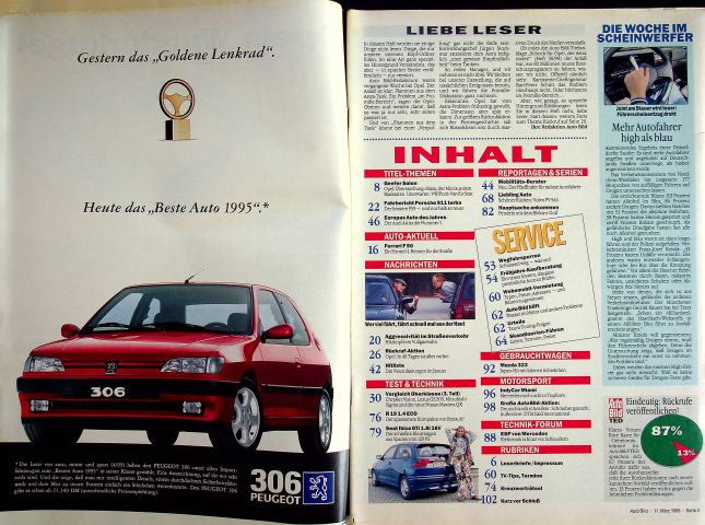 Inhaltsverzeichnis Auto Bild 10/1995