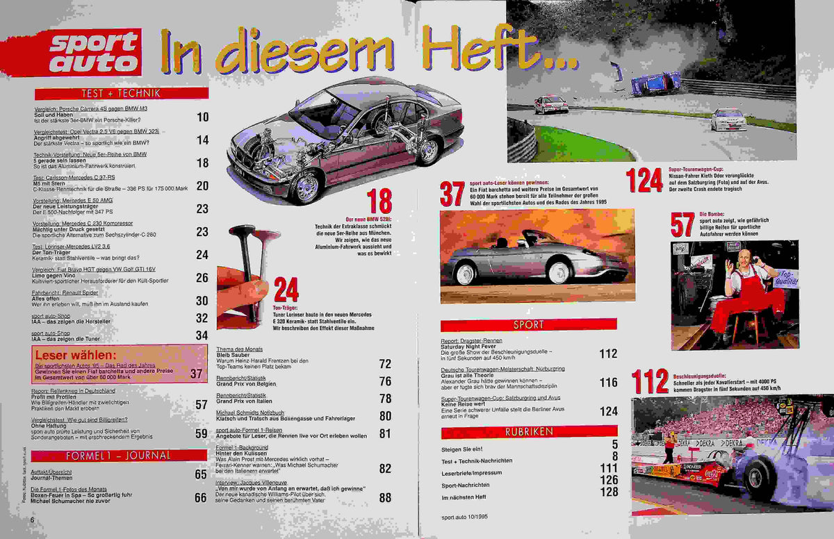 Inhaltsverzeichnis Sport Auto 10/1995