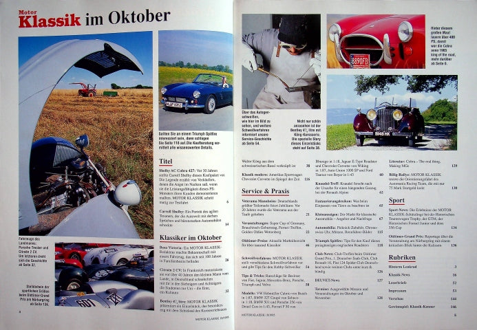 Inhaltsverzeichnis Motor Klassik 10/1995