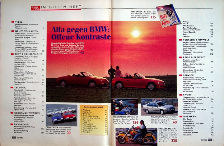 Inhaltsverzeichnis Auto Motor und Sport 10/1996