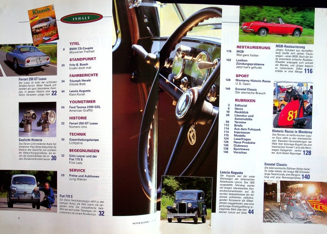 Inhaltsverzeichnis Motor Klassik 10/1996