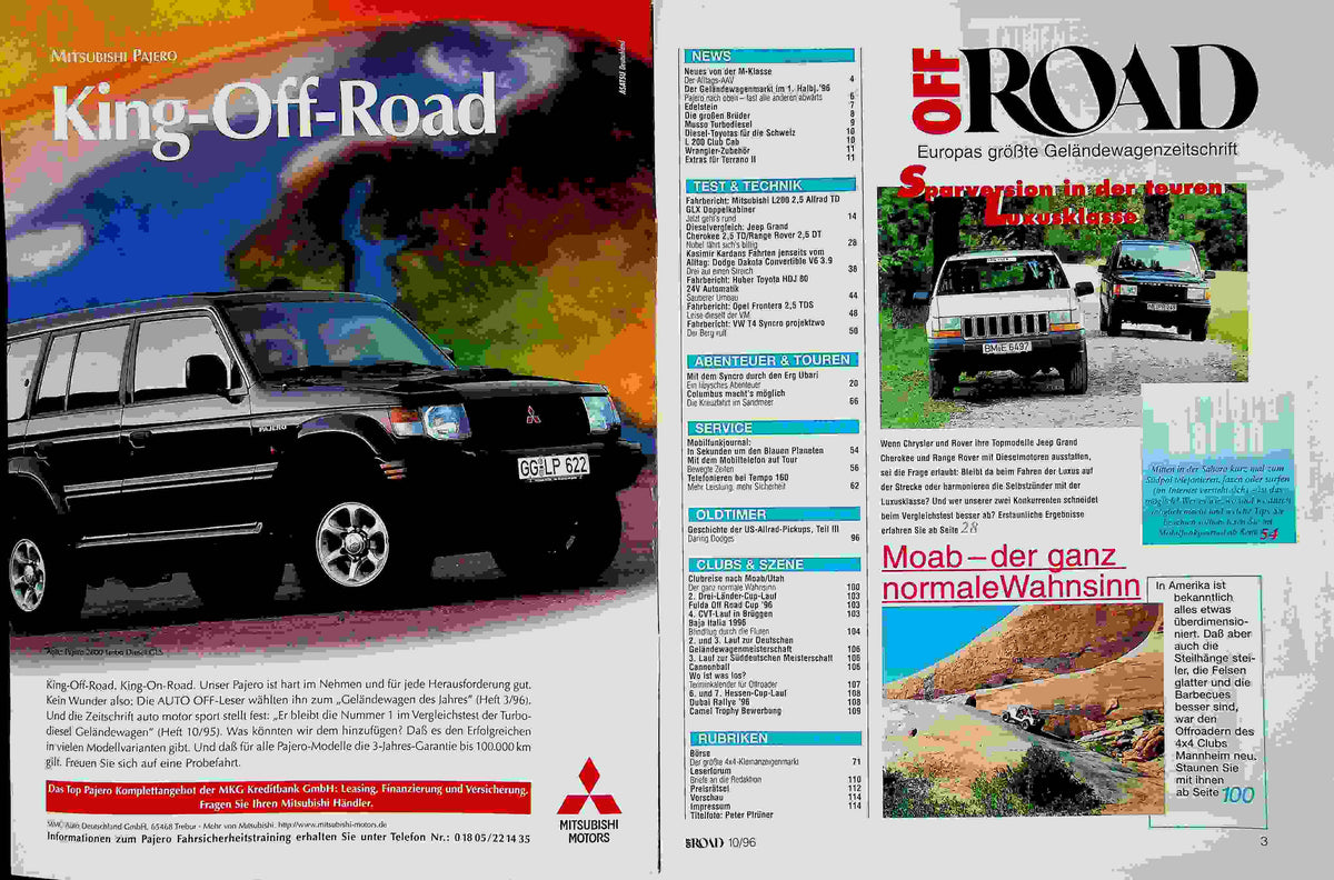 Inhaltsverzeichnis Offroad 10/1996