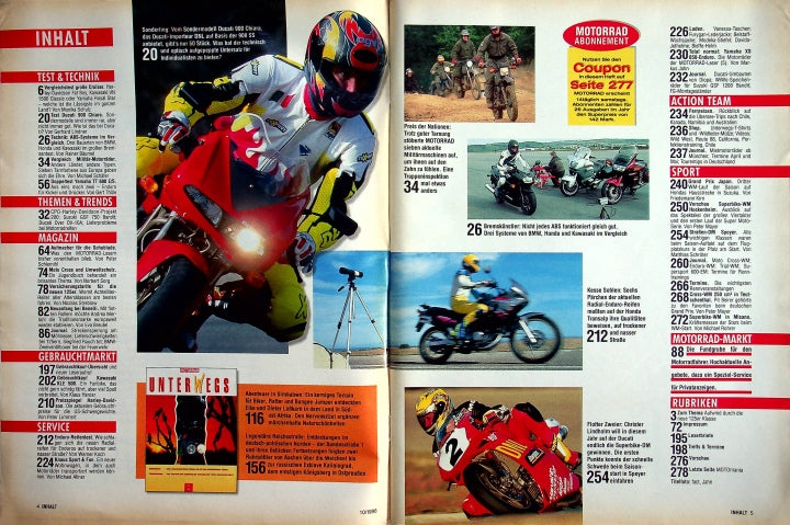 Inhaltsverzeichnis Motorrad 10/1996