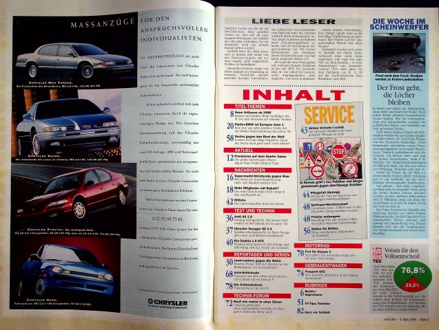 Inhaltsverzeichnis Auto Bild 10/1996