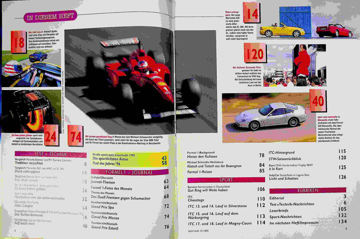 Inhaltsverzeichnis Sport Auto 10/1996