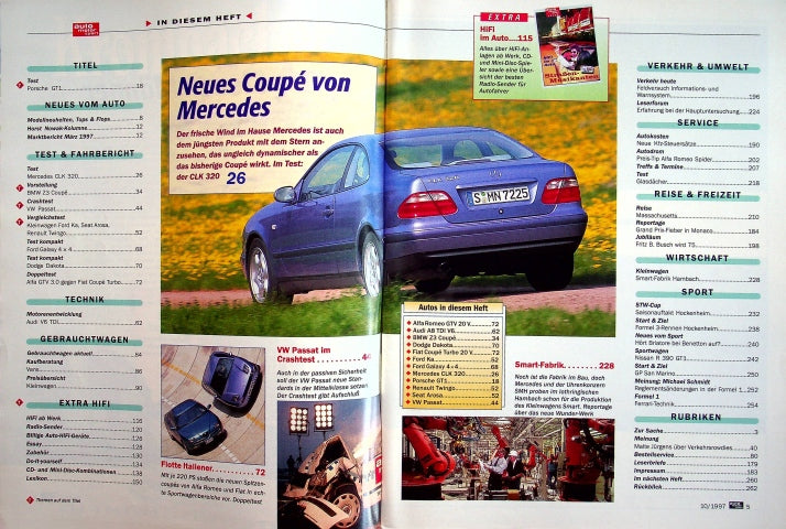 Inhaltsverzeichnis Auto Motor und Sport 10/1997