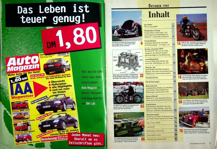 Inhaltsverzeichnis Oldtimer Praxis 10/1997