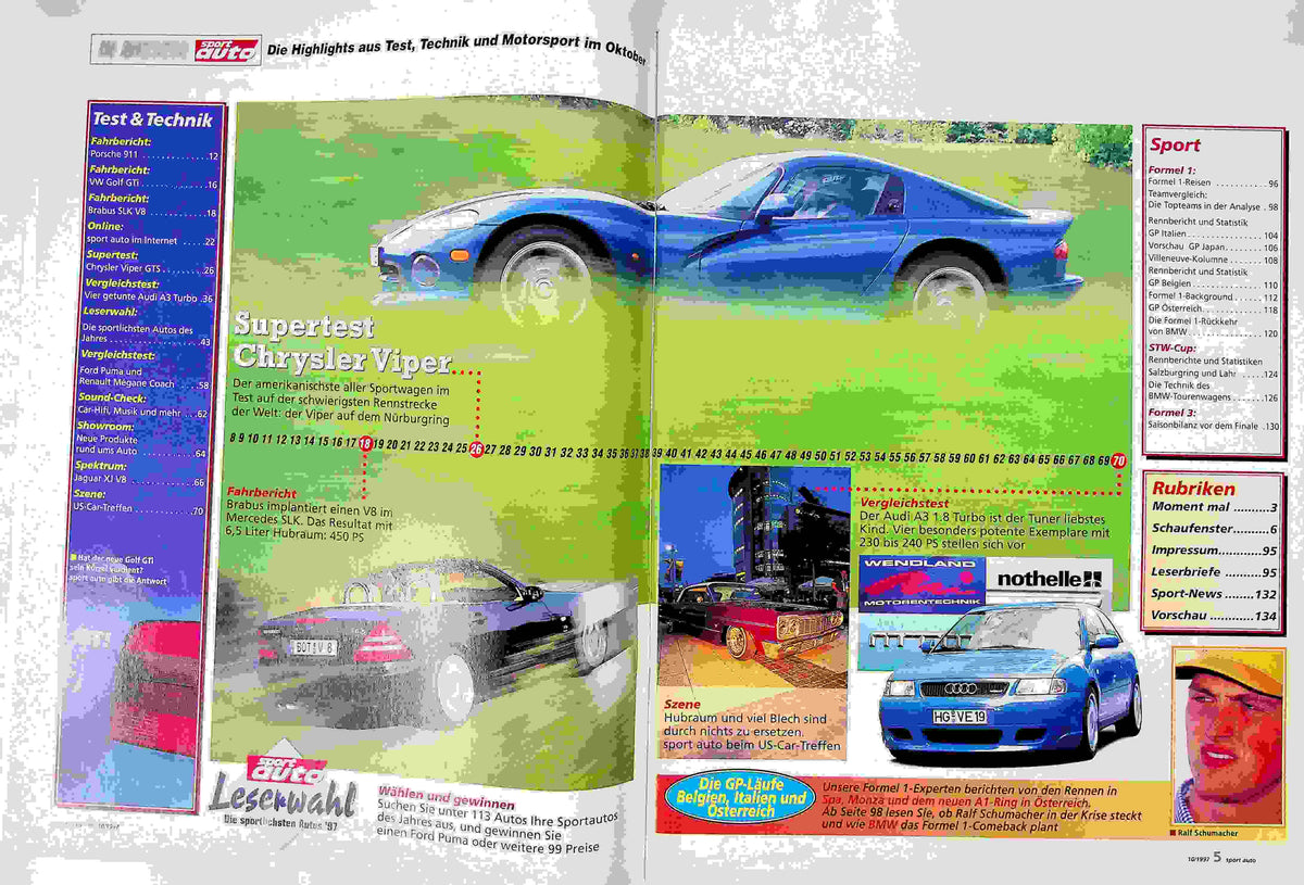 Inhaltsverzeichnis Sport Auto 10/1997