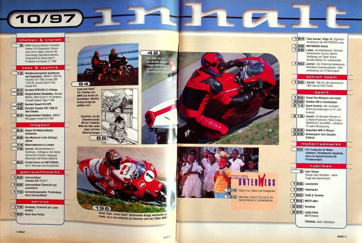 Inhaltsverzeichnis Motorrad 10/1997