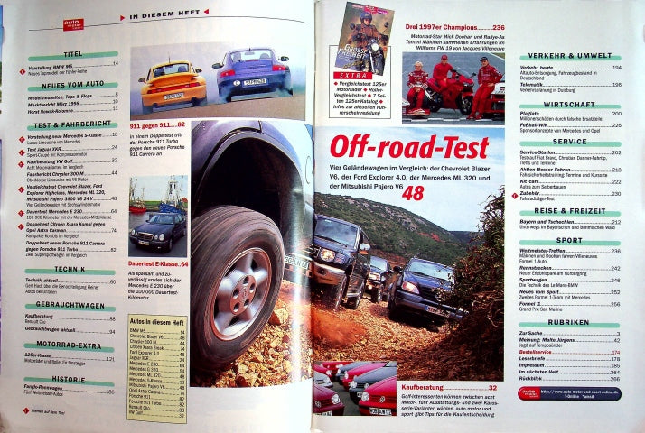 Inhaltsverzeichnis Auto Motor und Sport 10/1998