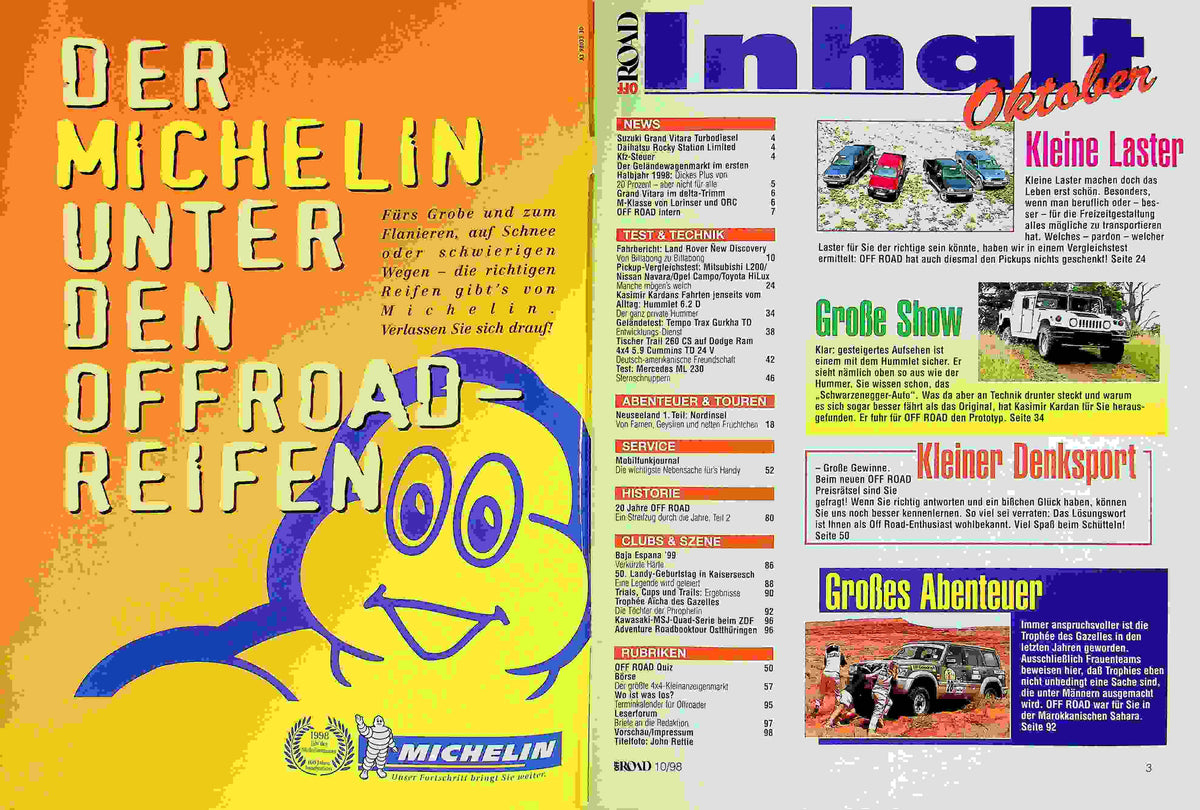 Inhaltsverzeichnis Offroad 10/1998