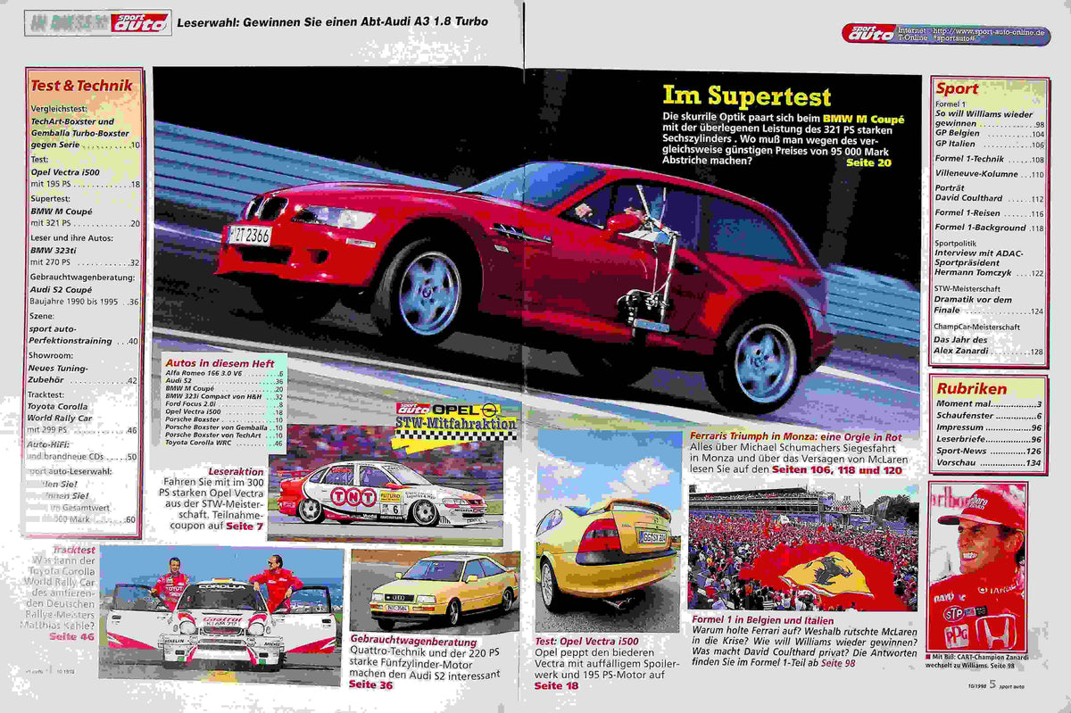 Inhaltsverzeichnis Sport Auto 10/1998