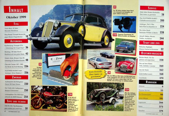 Inhaltsverzeichnis Oldtimer Markt 10/1999