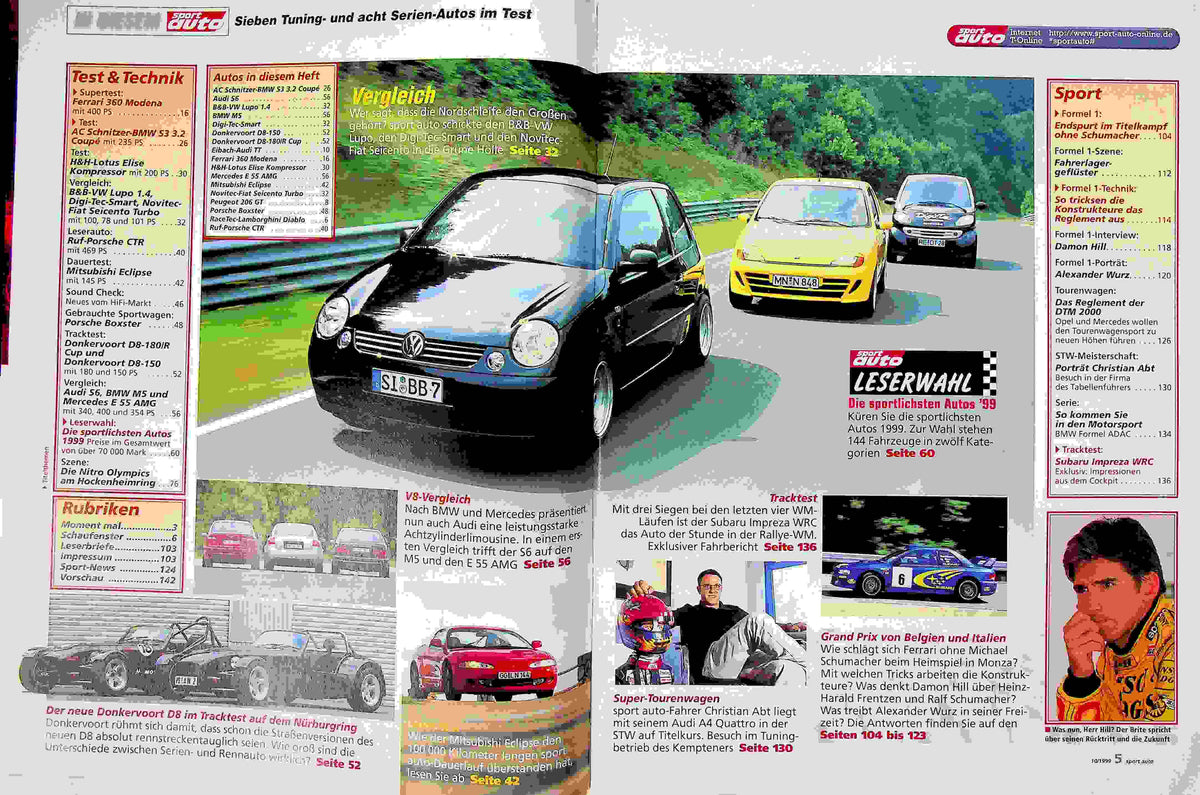 Inhaltsverzeichnis Sport Auto 10/1999