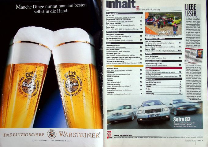 Inhaltsverzeichnis Auto Bild 10/1999