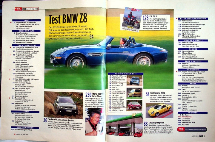 Inhaltsverzeichnis Auto Motor und Sport 10/2000