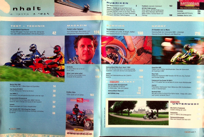 Inhaltsverzeichnis Motorrad 10/2000