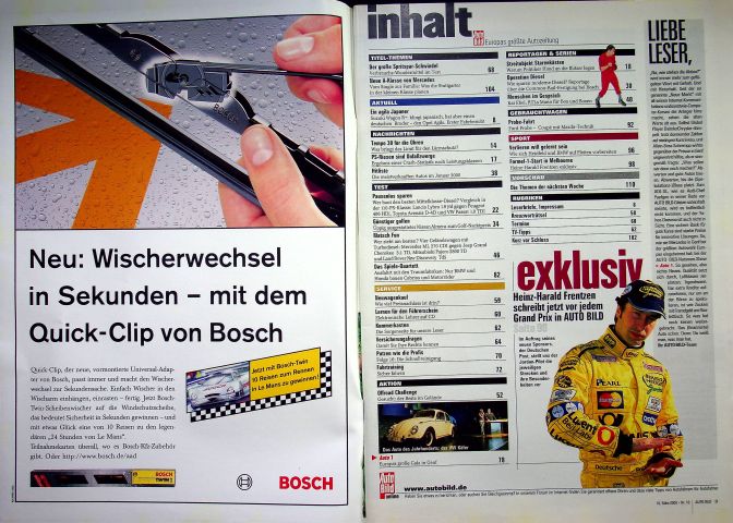 Inhaltsverzeichnis Auto Bild 10/2000