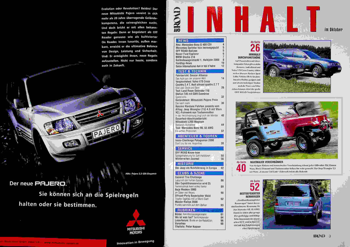 Inhaltsverzeichnis Offroad 10/2000