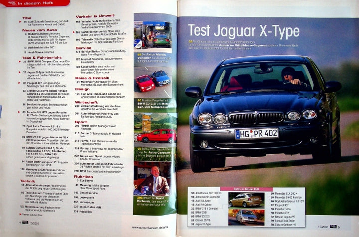 Inhaltsverzeichnis Auto Motor und Sport 10/2001