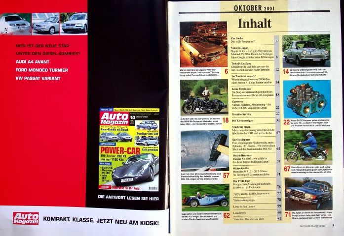 Inhaltsverzeichnis Oldtimer Praxis 10/2001