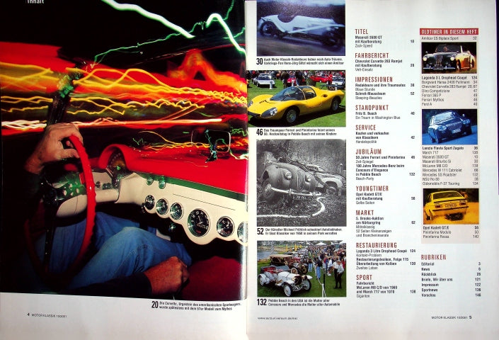 Inhaltsverzeichnis Motor Klassik 10/2001